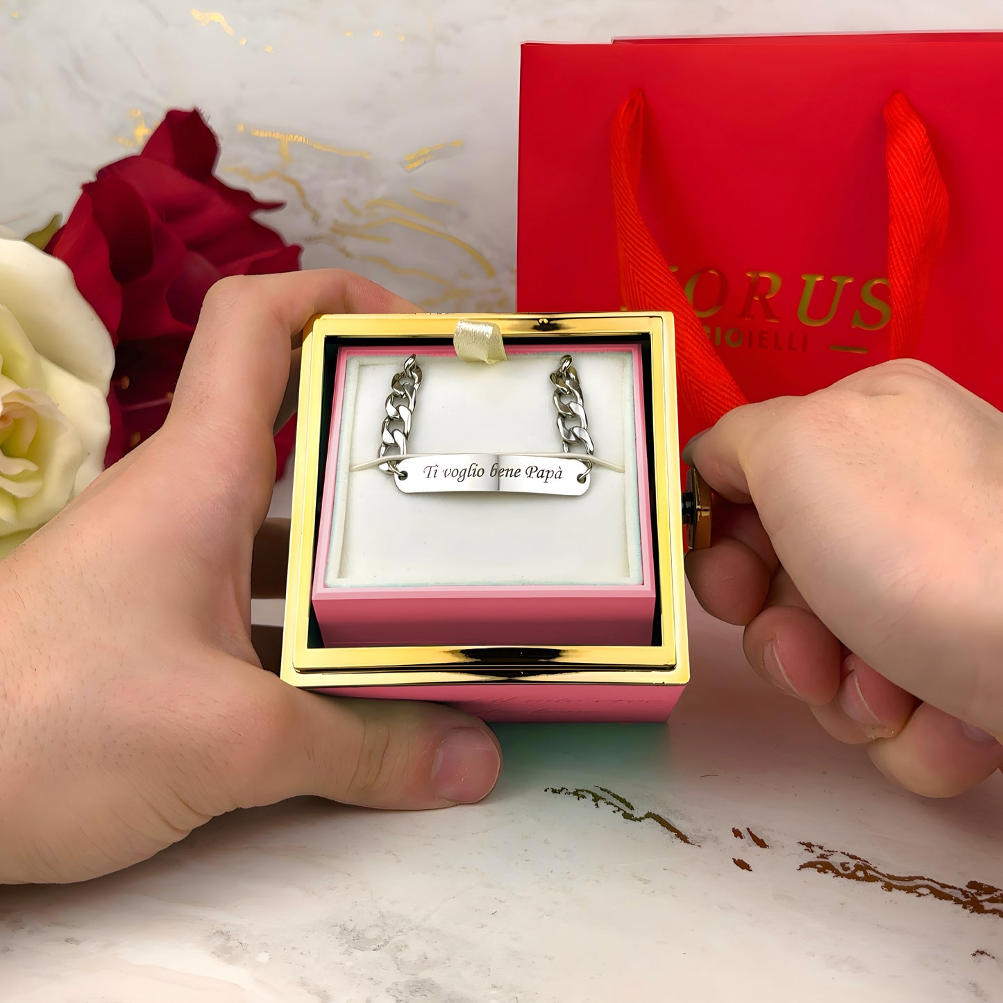 HORUS COFANETTO ROSA™ | Bracciale inciso