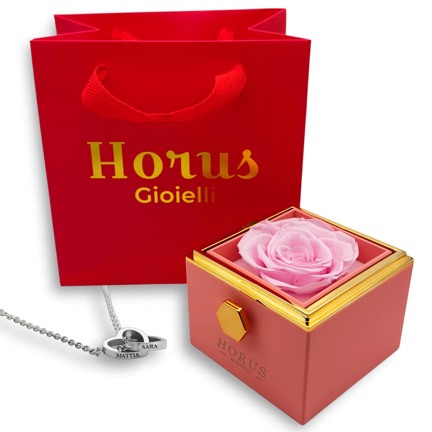 BOX ROSA ETERNA™ | Collana doppio cuore