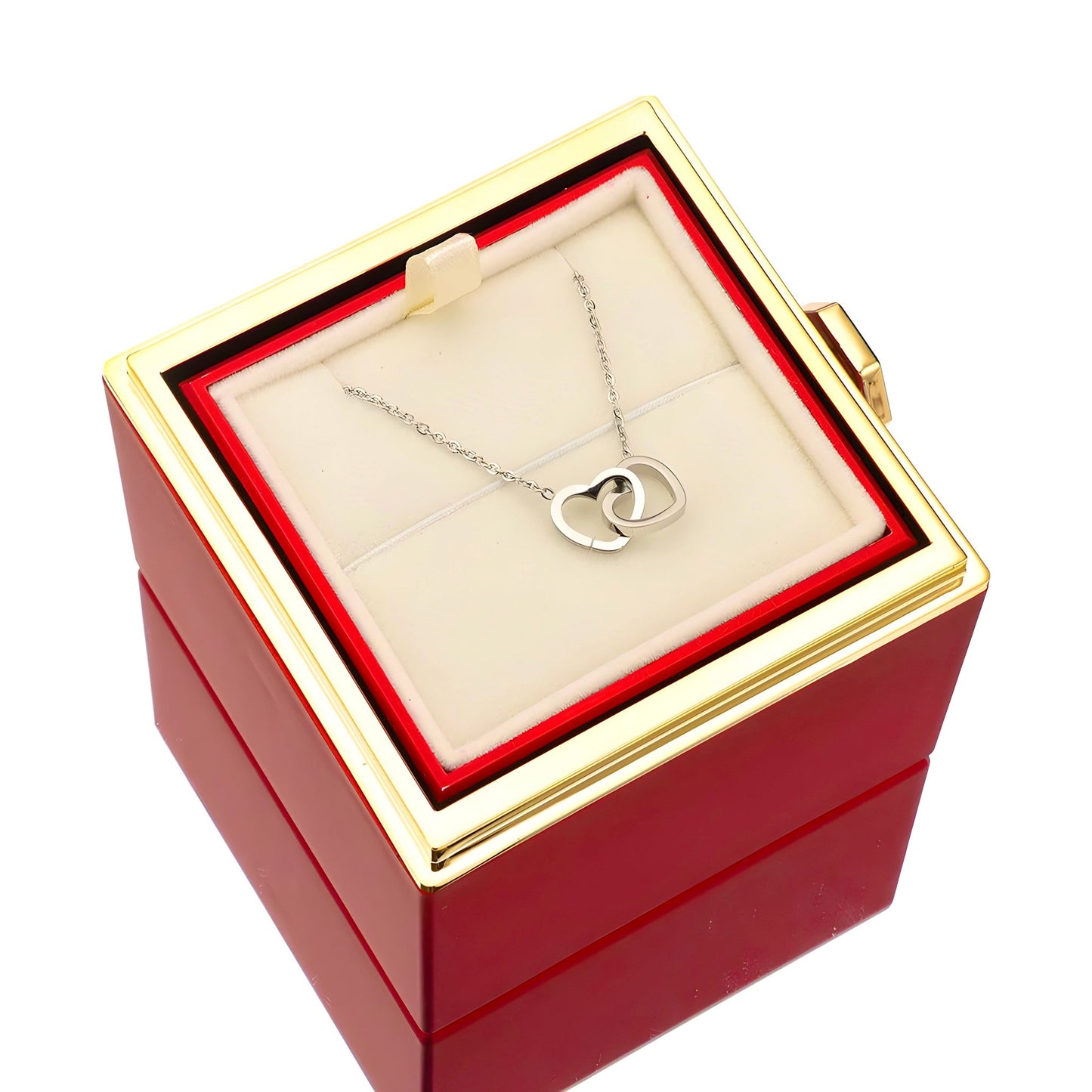 HORUS COFANETTO ROSA™ | Collana doppio cuore - Rosso / Oro 18K
