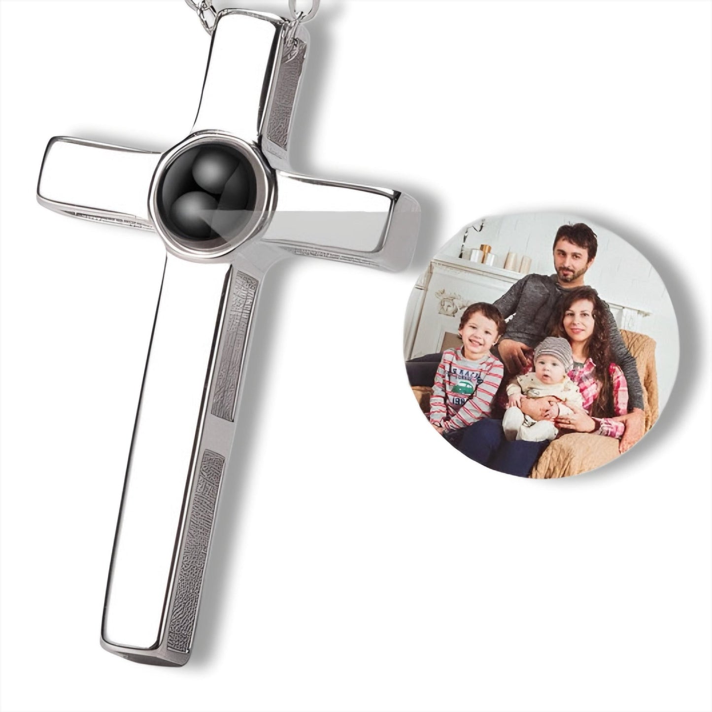 HORUS MOMENTS™ | Collana Croce con Microfoto - argento