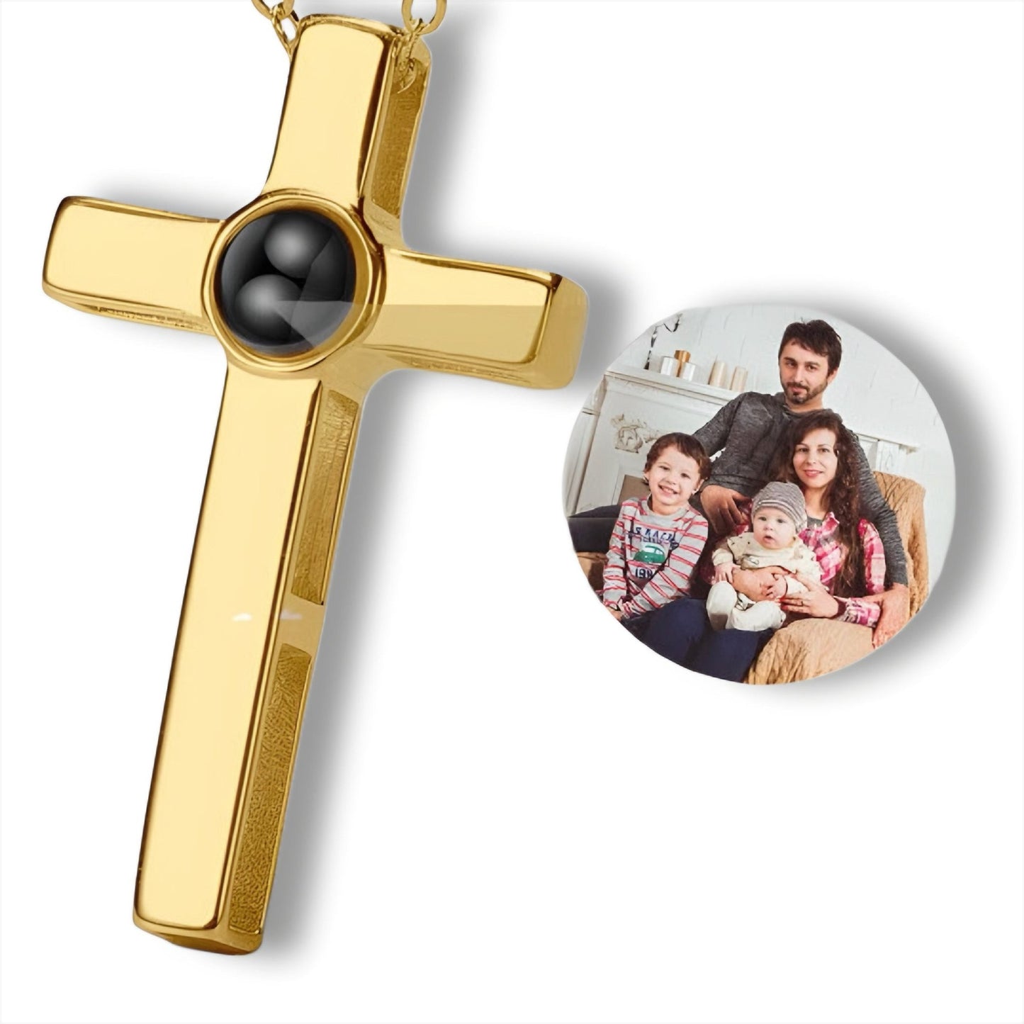 HORUS MOMENTS™ | Collana Croce con Microfoto - Oro