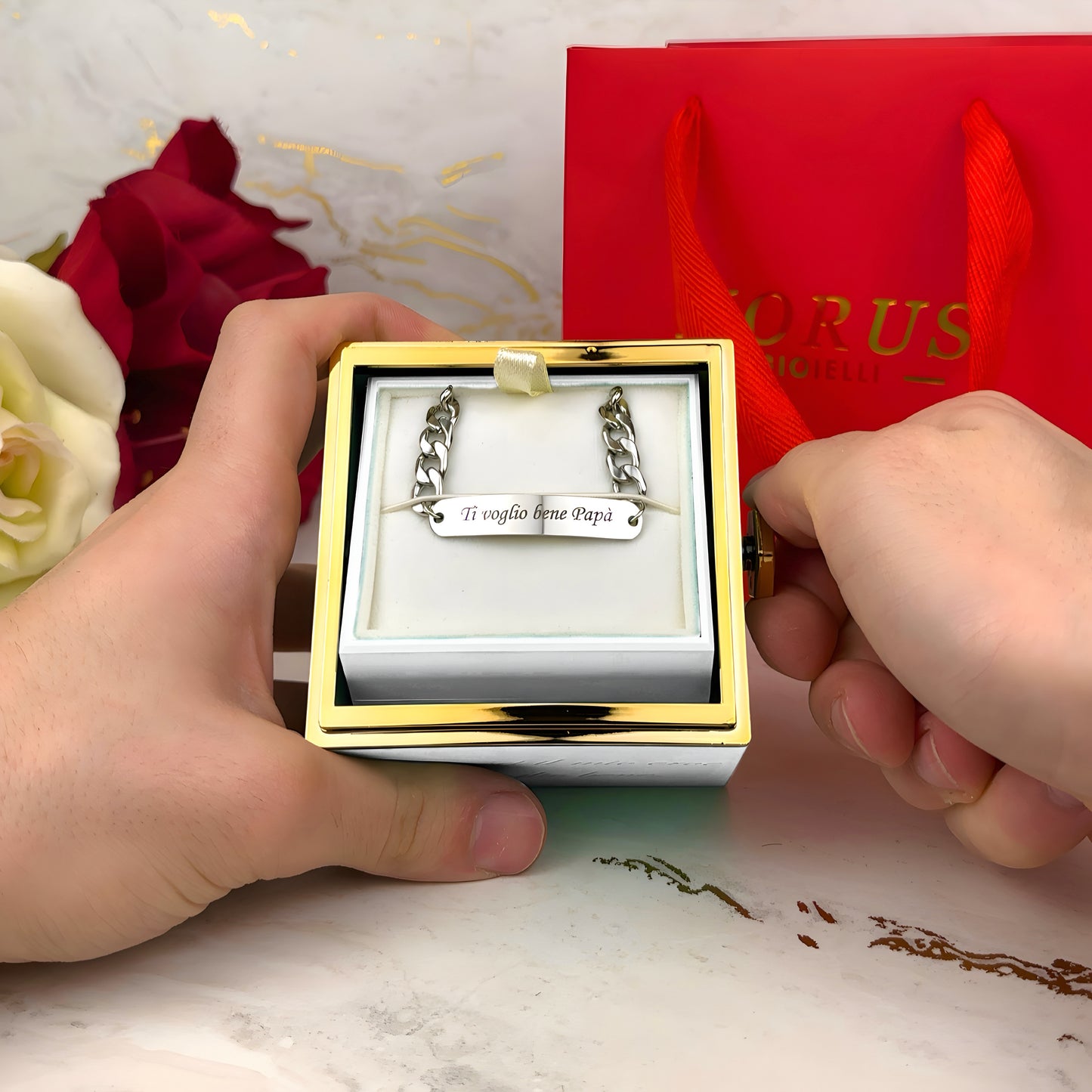 HORUS COFANETTO ROSA™ | Bracciale inciso