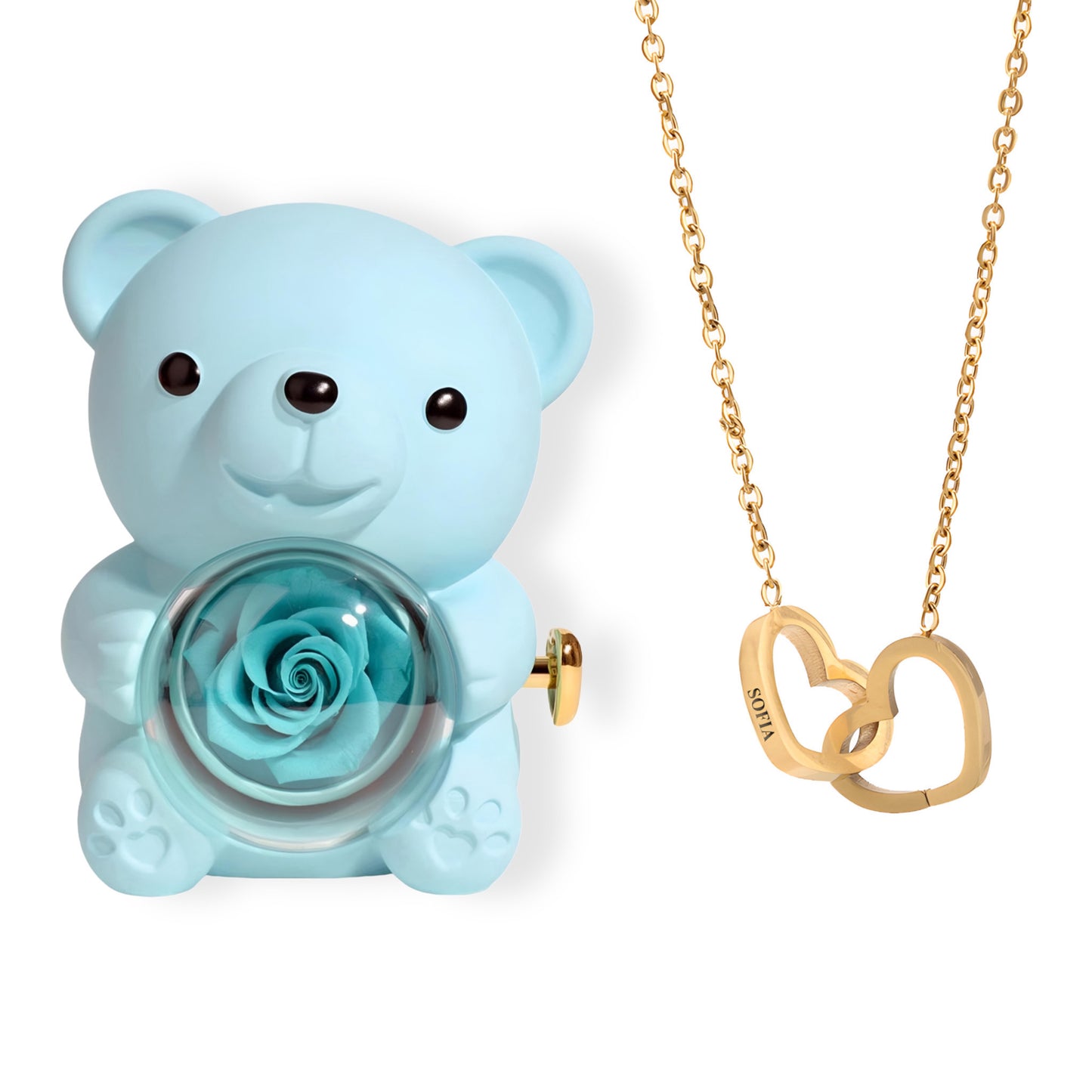 HORUS ORSO ROSA ETERNA™ | Collana doppio cuore - Rosso / Oro 18K