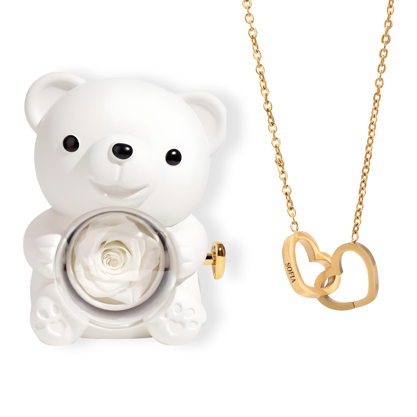 HORUS ORSO ROSA ETERNA™ | Collana doppio cuore - Rosso / Oro 18K