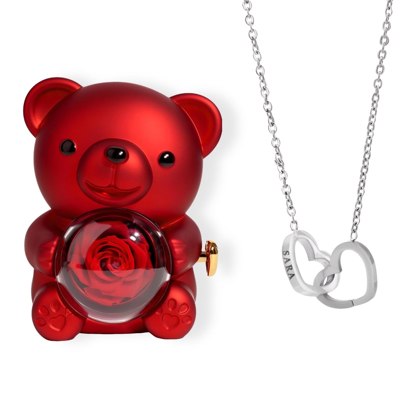 HORUS ORSO ROSA ETERNA™ | Collana doppio cuore - Rosso / Oro 18K