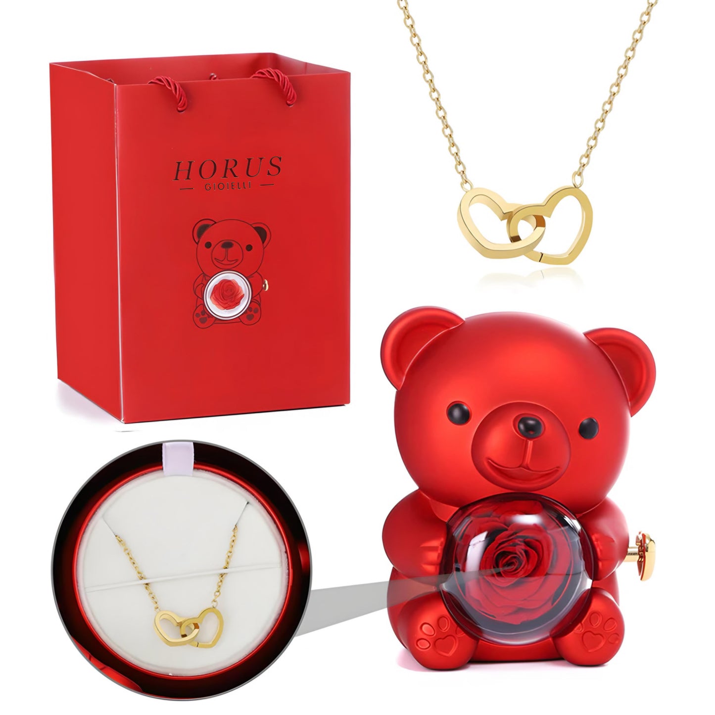 BOX ORSO ETERNO™ | Collana doppio cuore