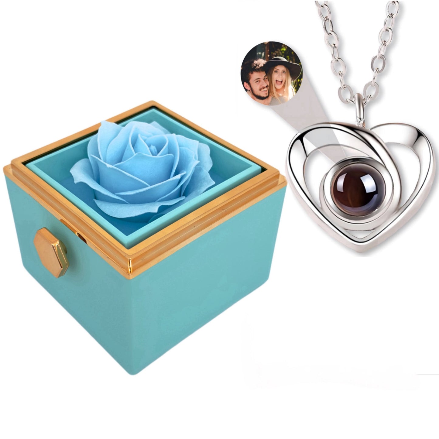 HORUS COFANETTO ROSA™ | Collana Cuore con Microfoto - Rosso / Oro 18K