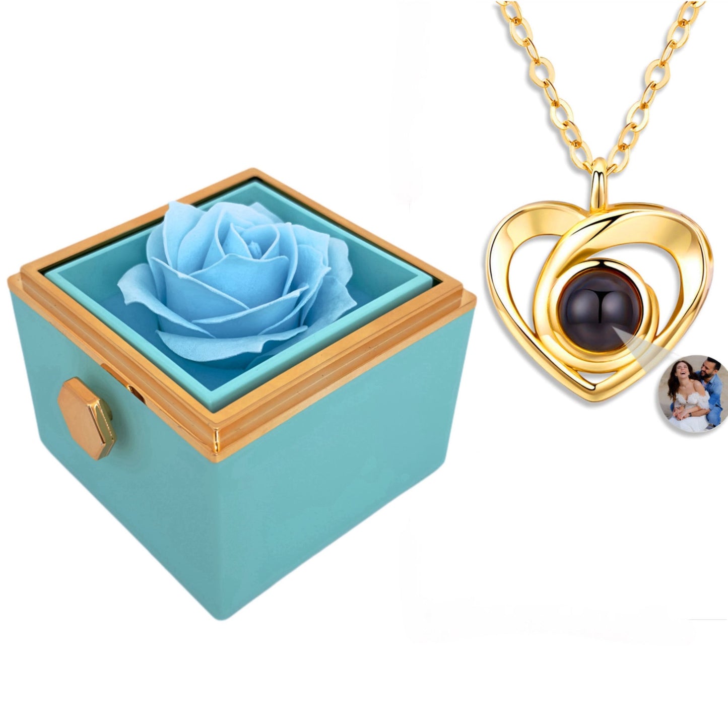 HORUS COFANETTO ROSA™ | Collana Cuore con Microfoto - Rosso / Oro 18K