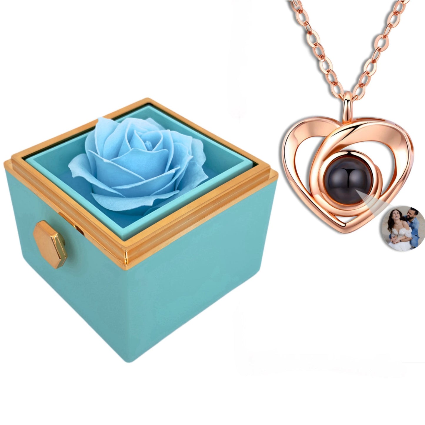 HORUS COFANETTO ROSA™ | Collana Cuore con Microfoto - Rosso / Oro 18K