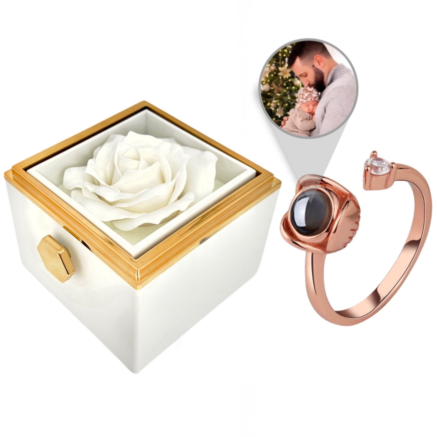 BOX ROSA ETERNA™ | Anello Riflesso con Microfoto