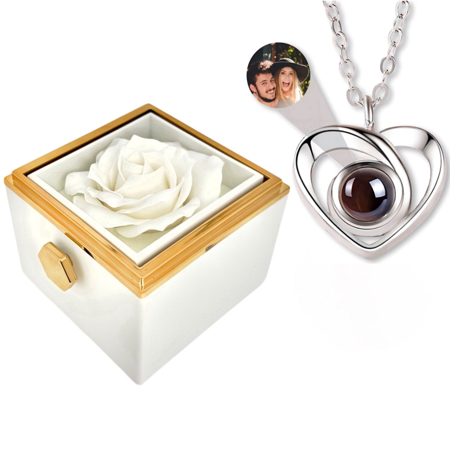 HORUS COFANETTO ROSA™ | Collana Cuore con Microfoto - Rosso / Oro 18K