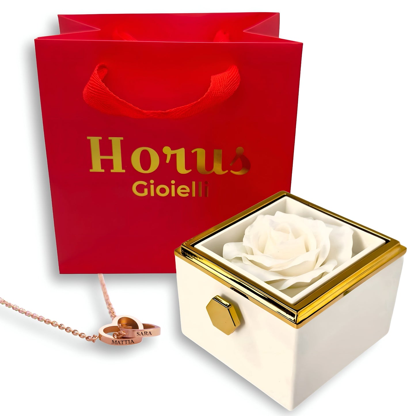 BOX ROSA ETERNA™ | Collana doppio cuore
