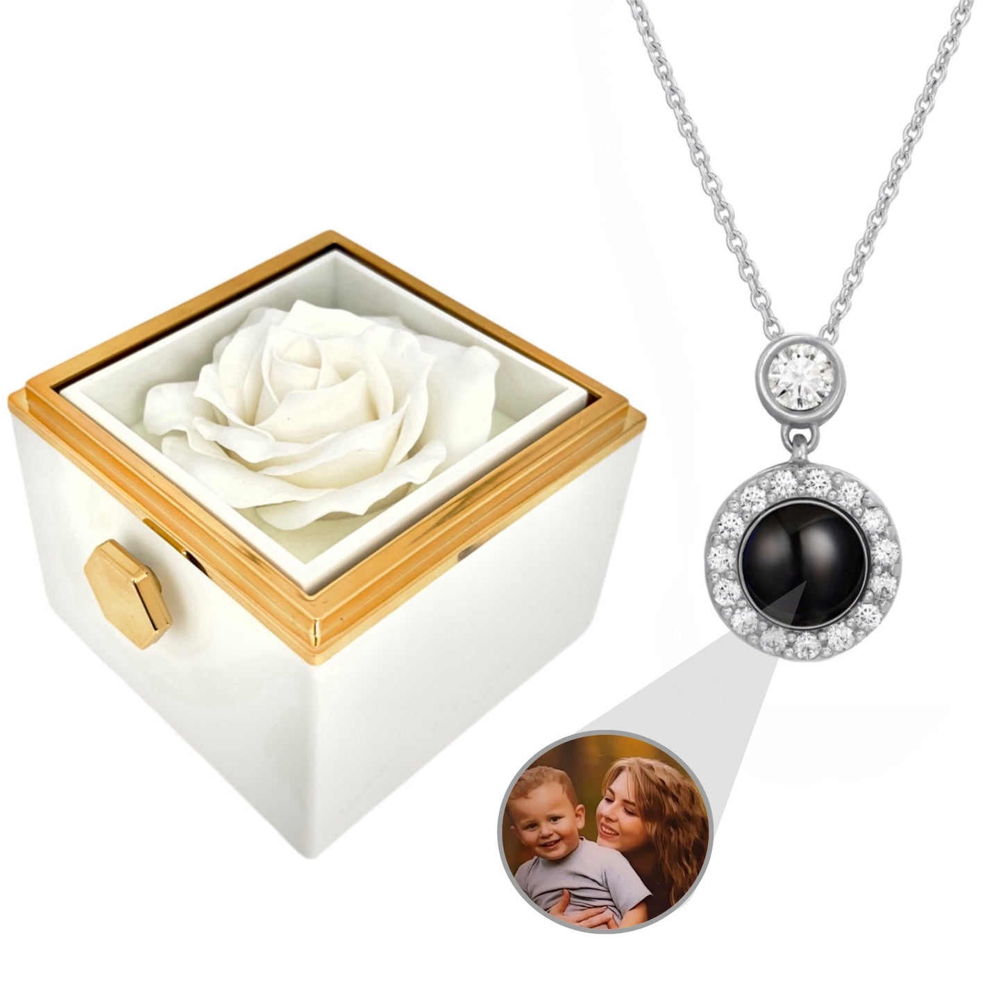 BOX ROSA ETERNA™ | Collana occhio zirconato con Microfoto