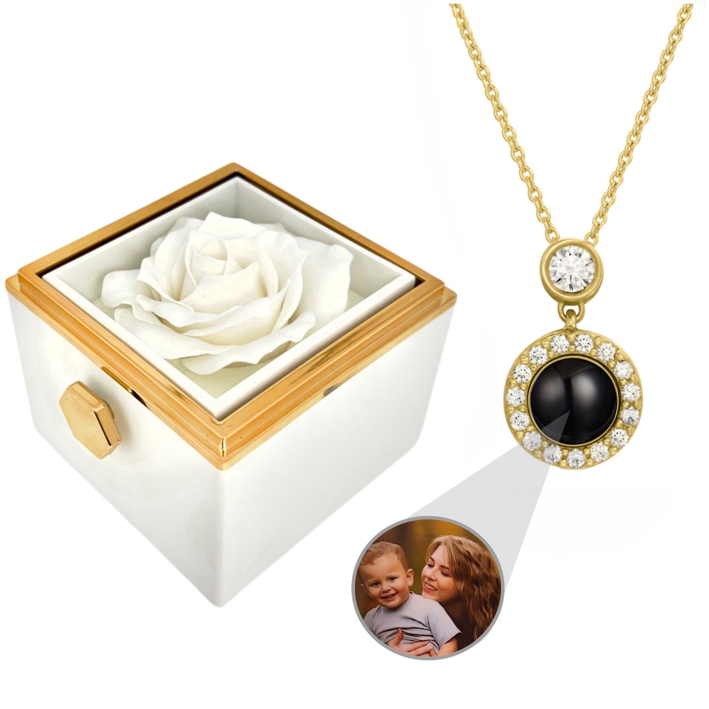 BOX ROSA ETERNA™ | Collana occhio zirconato con Microfoto