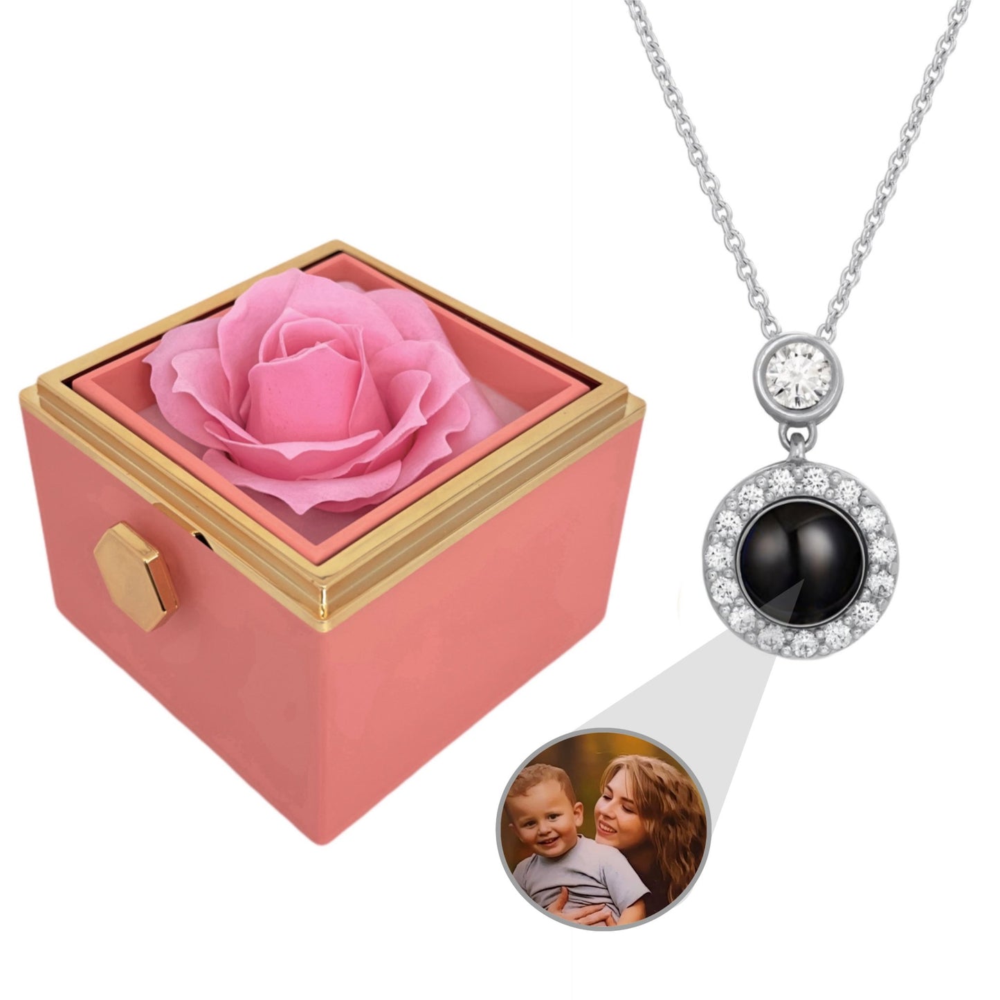 BOX ROSA ETERNA™ | Collana occhio zirconato con Microfoto