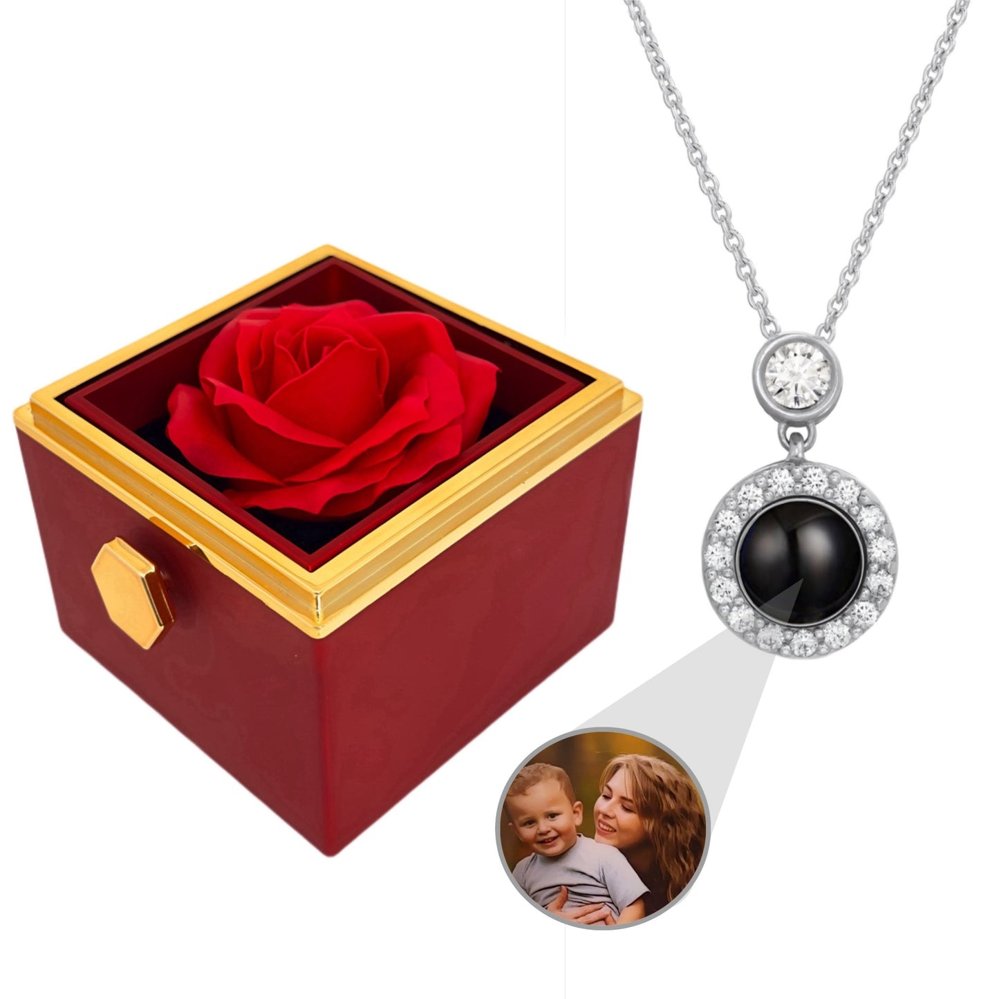 BOX ROSA ETERNA™ | Collana occhio zirconato con Microfoto