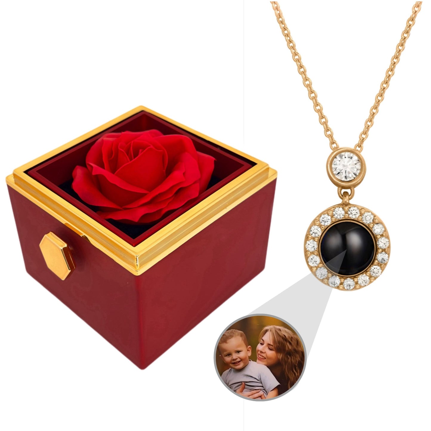 BOX ROSA ETERNA™ | Collana occhio zirconato con Microfoto