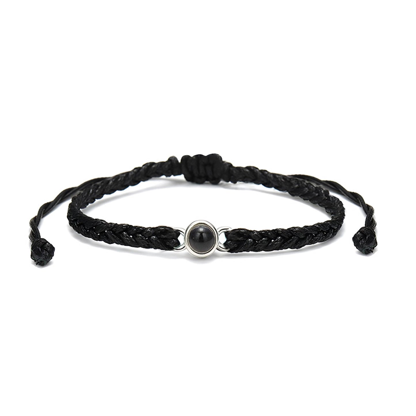 HORUS MOMENTS™ | Bracciale Corda con Microfoto - Nero / Argento