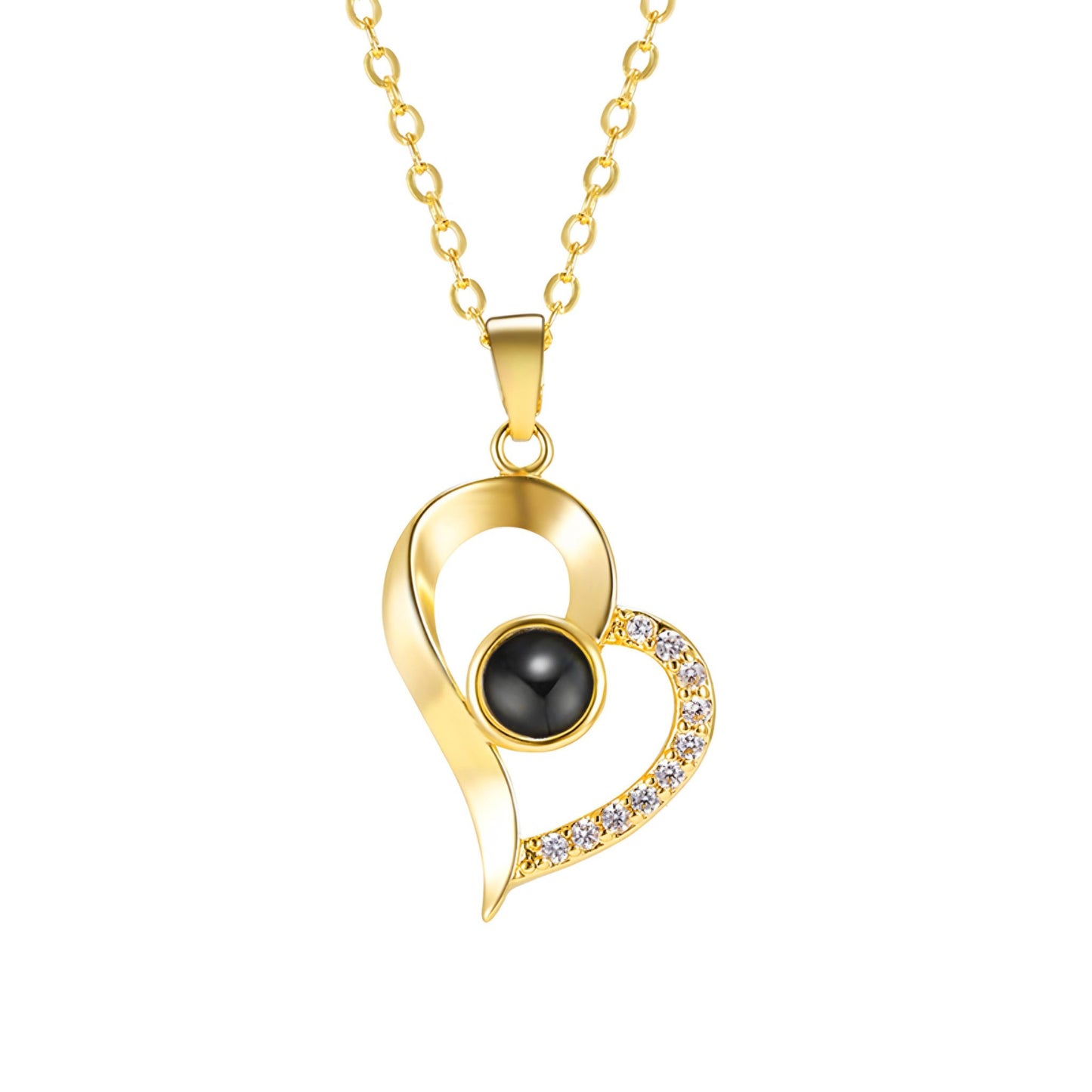 HORUS MOMENTS™ | Collana Cuore Zirconato con Microfoto - Oro