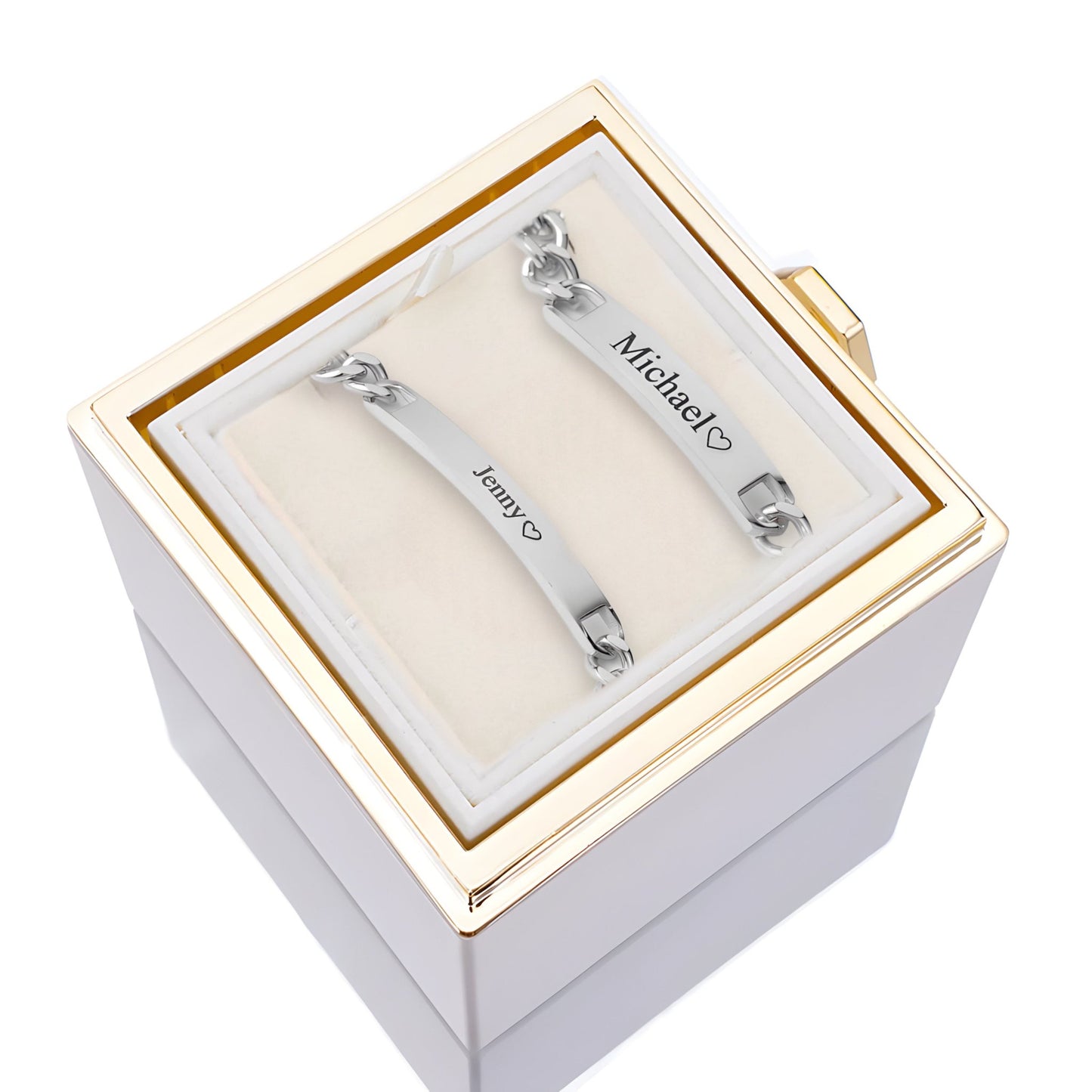 HORUS COFANETTO ROSA™ | Set bracciali incisi per coppie - Rosso / Argento 925