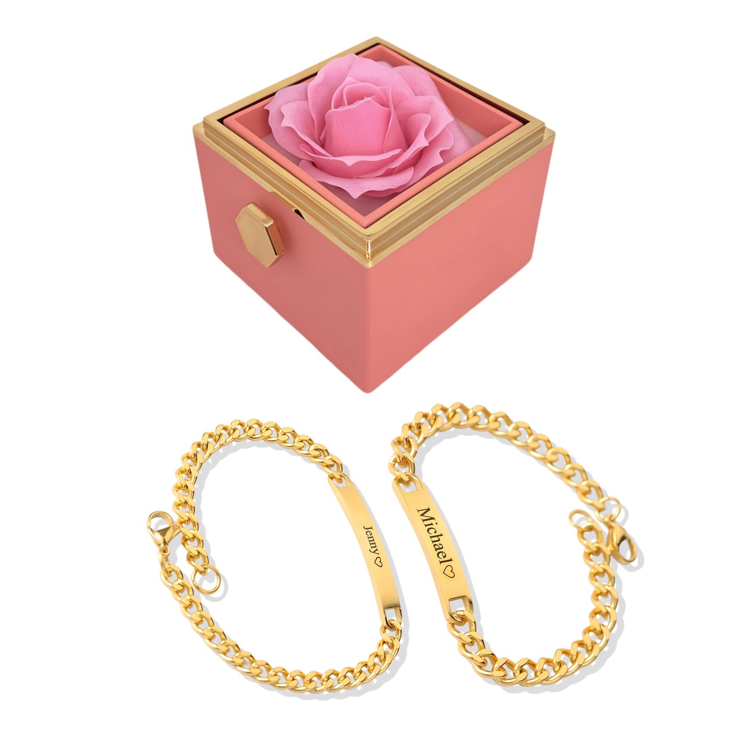 HORUS COFANETTO ROSA™ | Set bracciali incisi per coppie - Rosa / Oro 18K