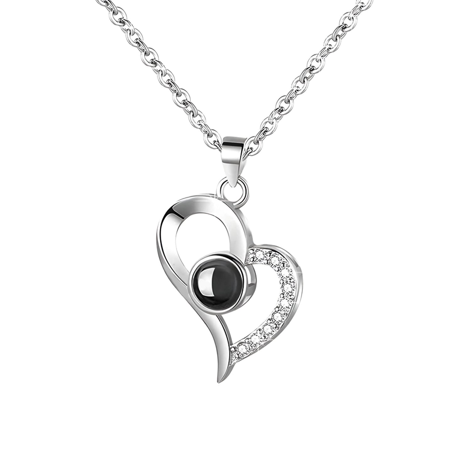 HORUS MOMENTS™ | Collana Cuore Zirconato con Microfoto - Argento