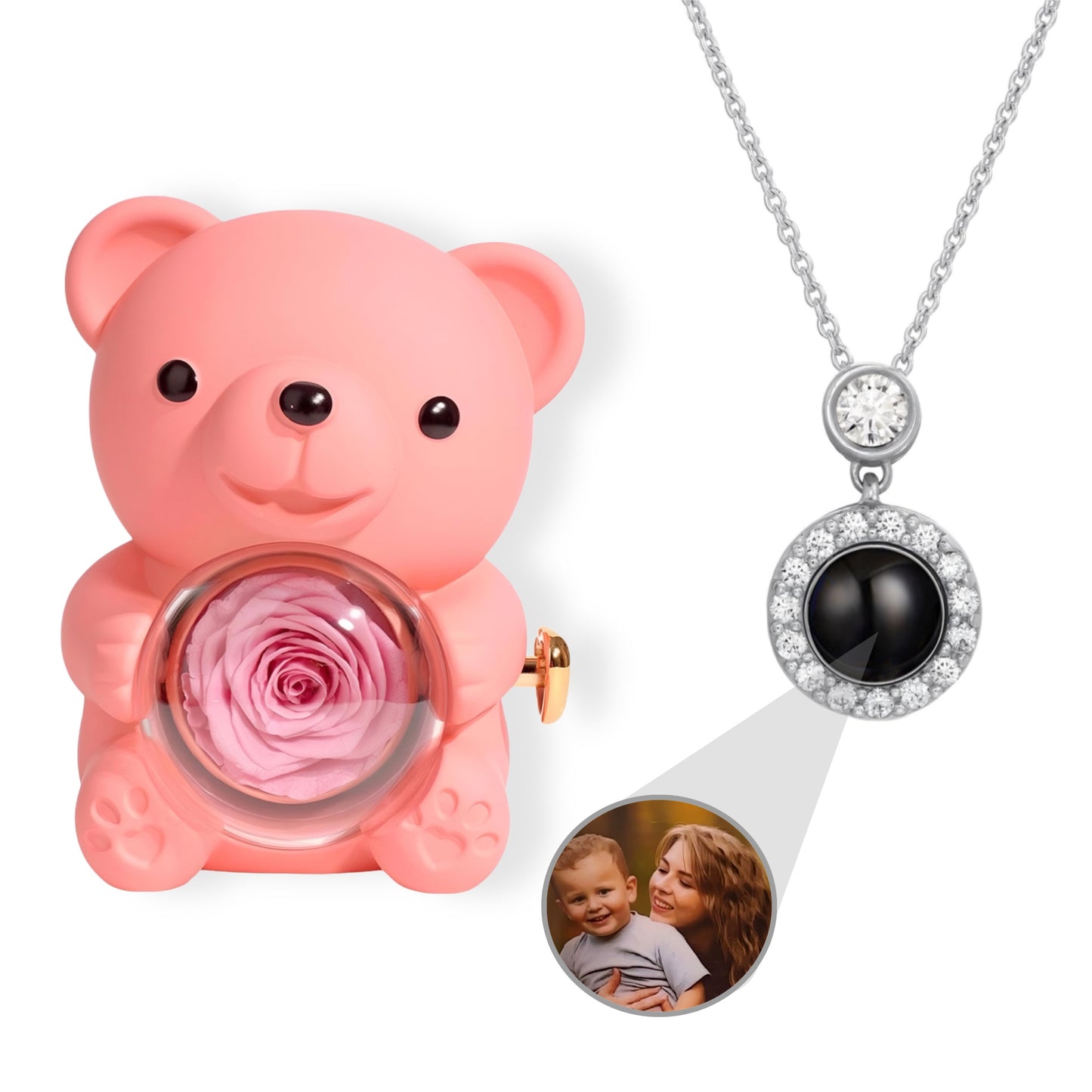 HORUS ORSO ROSA ETERNA™ | Collana occhio zirconato con Microfoto