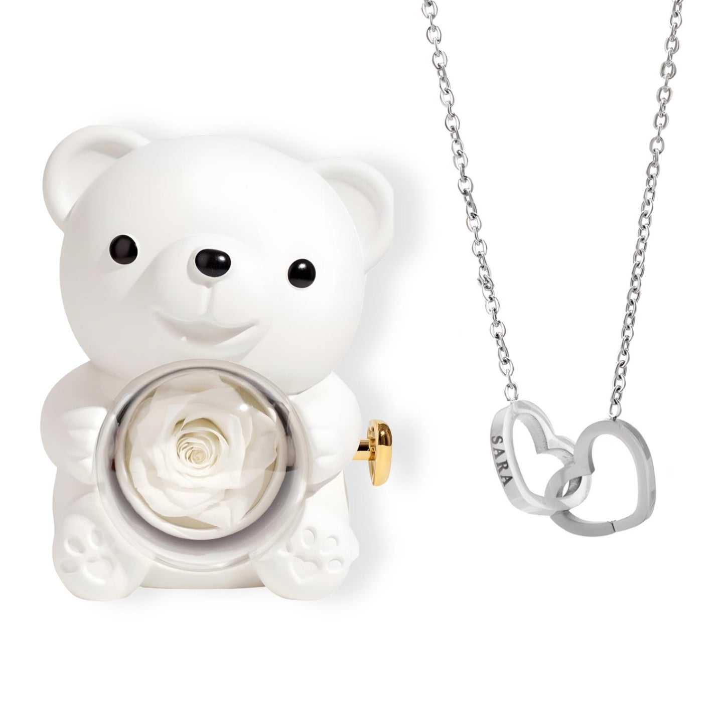 HORUS ORSO ROSA ETERNA™ | Collana doppio cuore - Rosso / Oro 18K