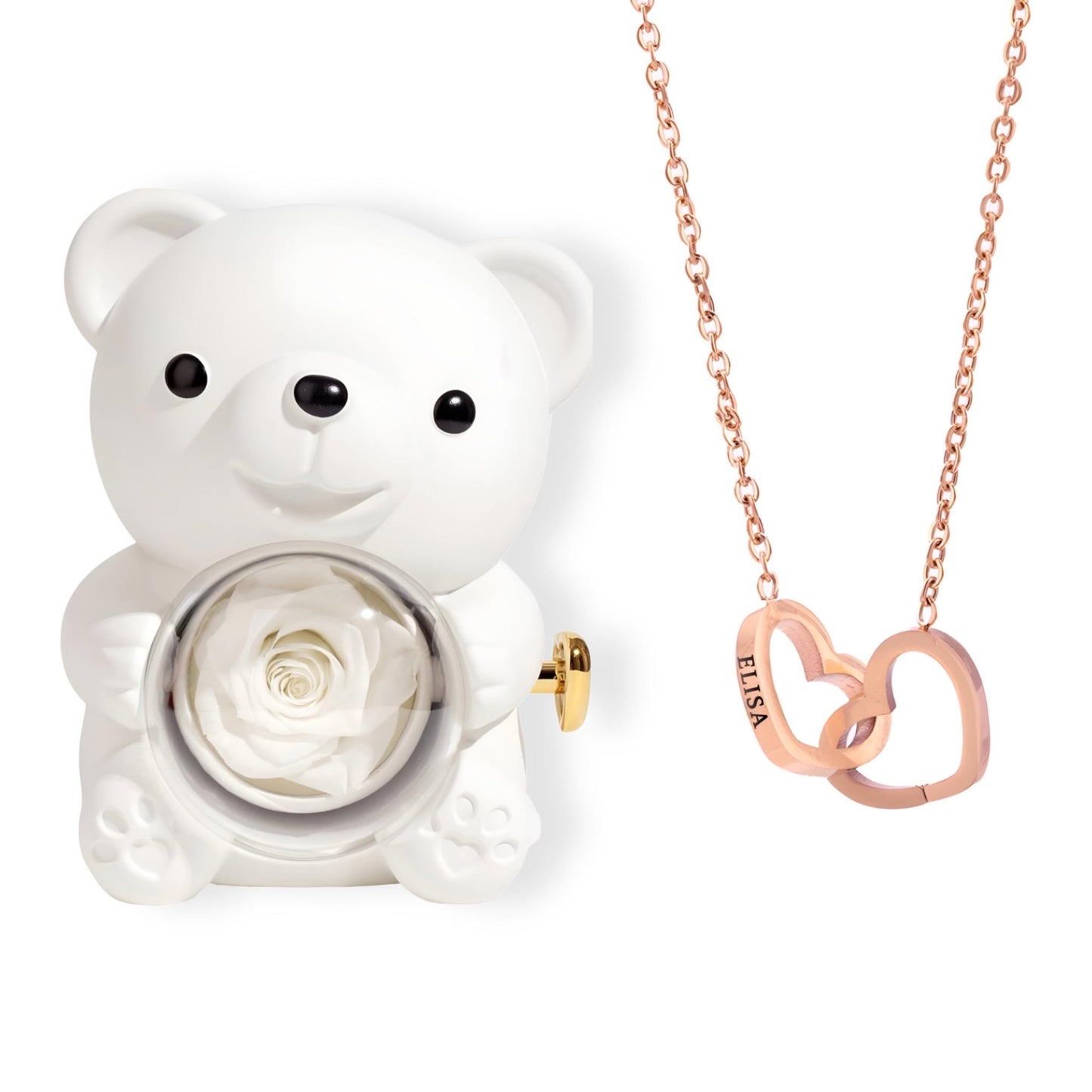 HORUS ORSO ROSA ETERNA™ | Collana doppio cuore - Rosso / Oro 18K