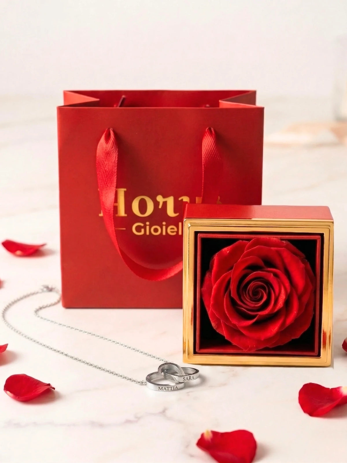 BOX ROSA ETERNA™ Collana doppio cuore