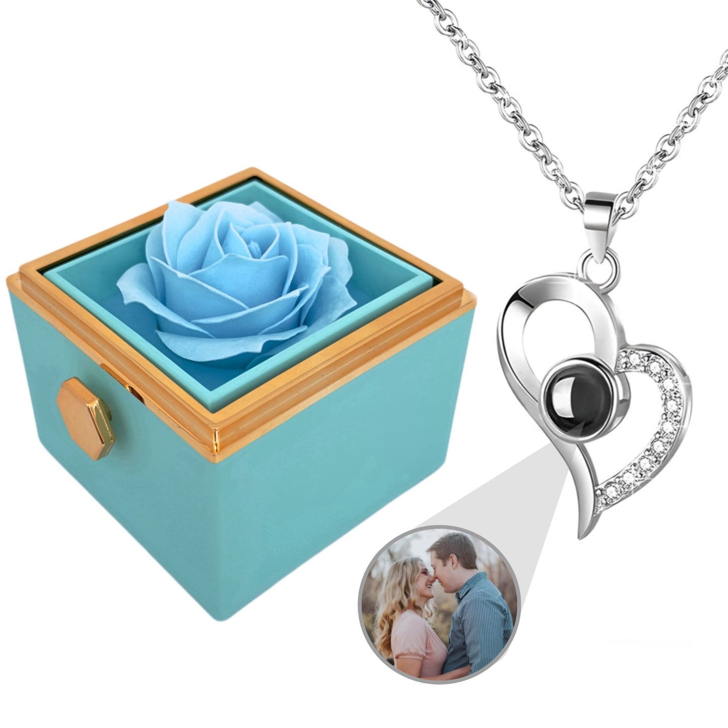 HORUS COFANETTO ROSA™ | Collana Cuore Zirconato con Microfoto - Rosso / Oro 18K