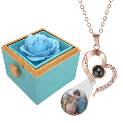 HORUS COFANETTO ROSA™ | Collana Cuore Zirconato con Microfoto - Rosso / Oro 18K