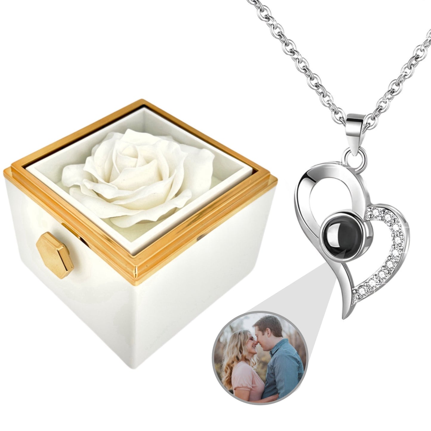 BOX ROSA ETERNA™ | Collana Cuore Zirconato con Microfoto