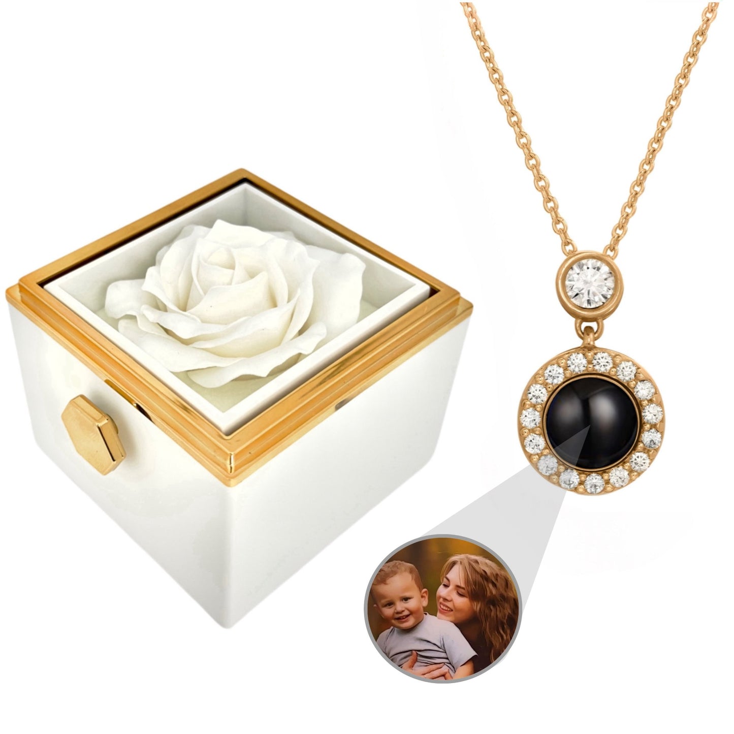 BOX ROSA ETERNA™ | Collana occhio zirconato con Microfoto