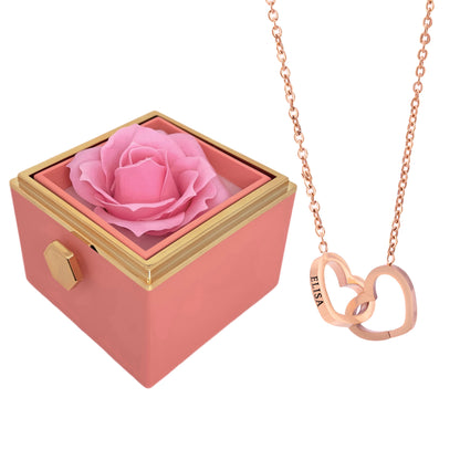 HORUS COFANETTO ROSA™ | Collana doppio cuore - Rosa / Oro Rosa 18K