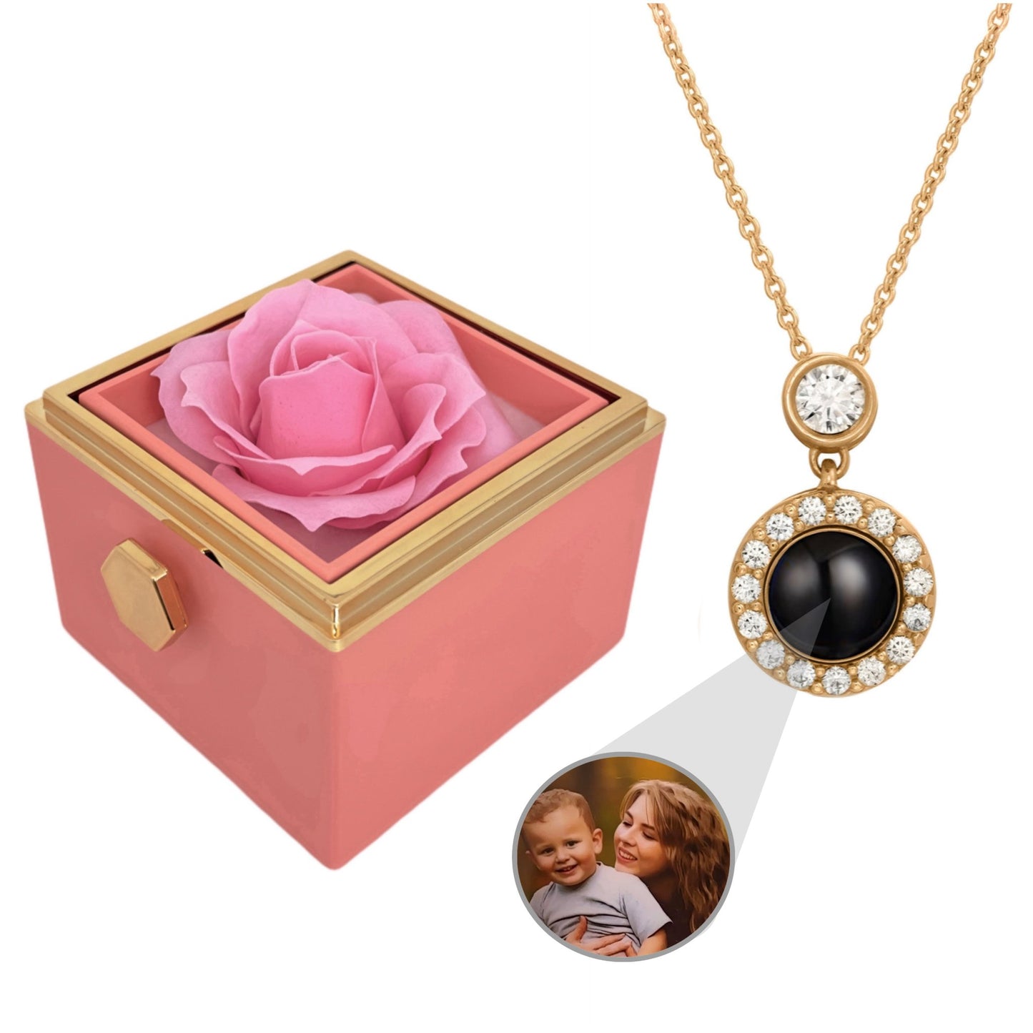 BOX ROSA ETERNA™ | Collana occhio zirconato con Microfoto