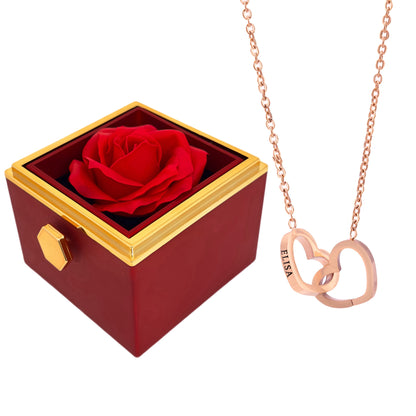 HORUS COFANETTO ROSA™ | Collana doppio cuore - Rosso / Oro Rosa 18K