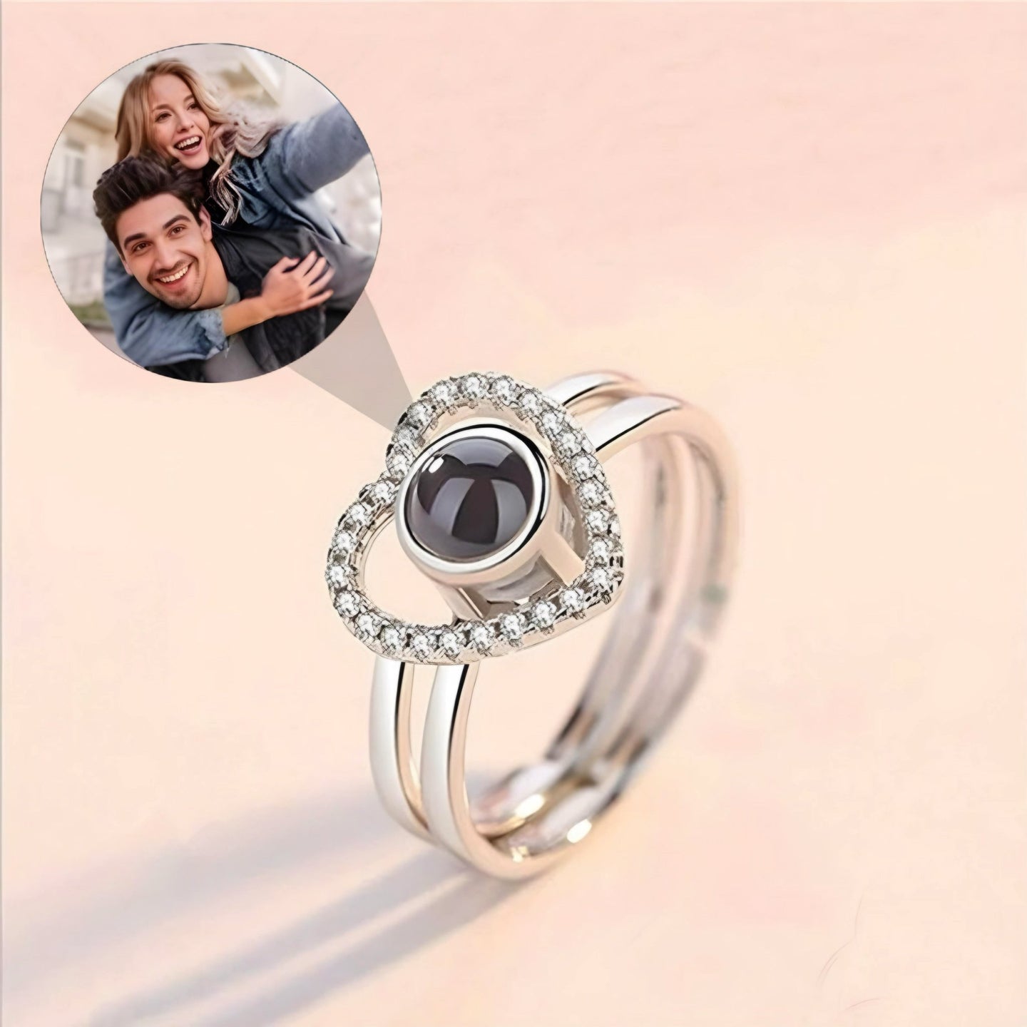 HORUS ORSO ROSA ETERNA™ | Anello cuore zirconato con Microfoto - Rosso