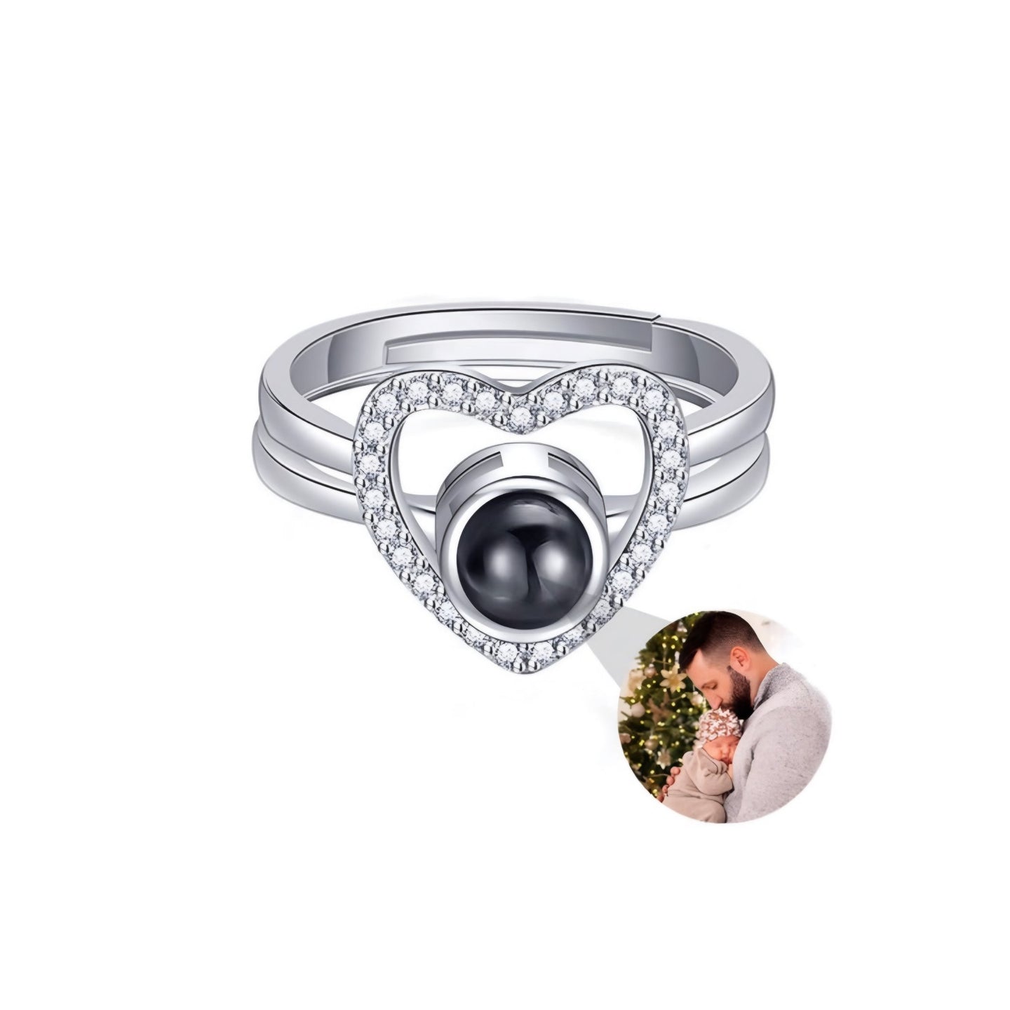 HORUS ORSO ROSA ETERNA™ | Anello cuore zirconato con Microfoto - Rosso