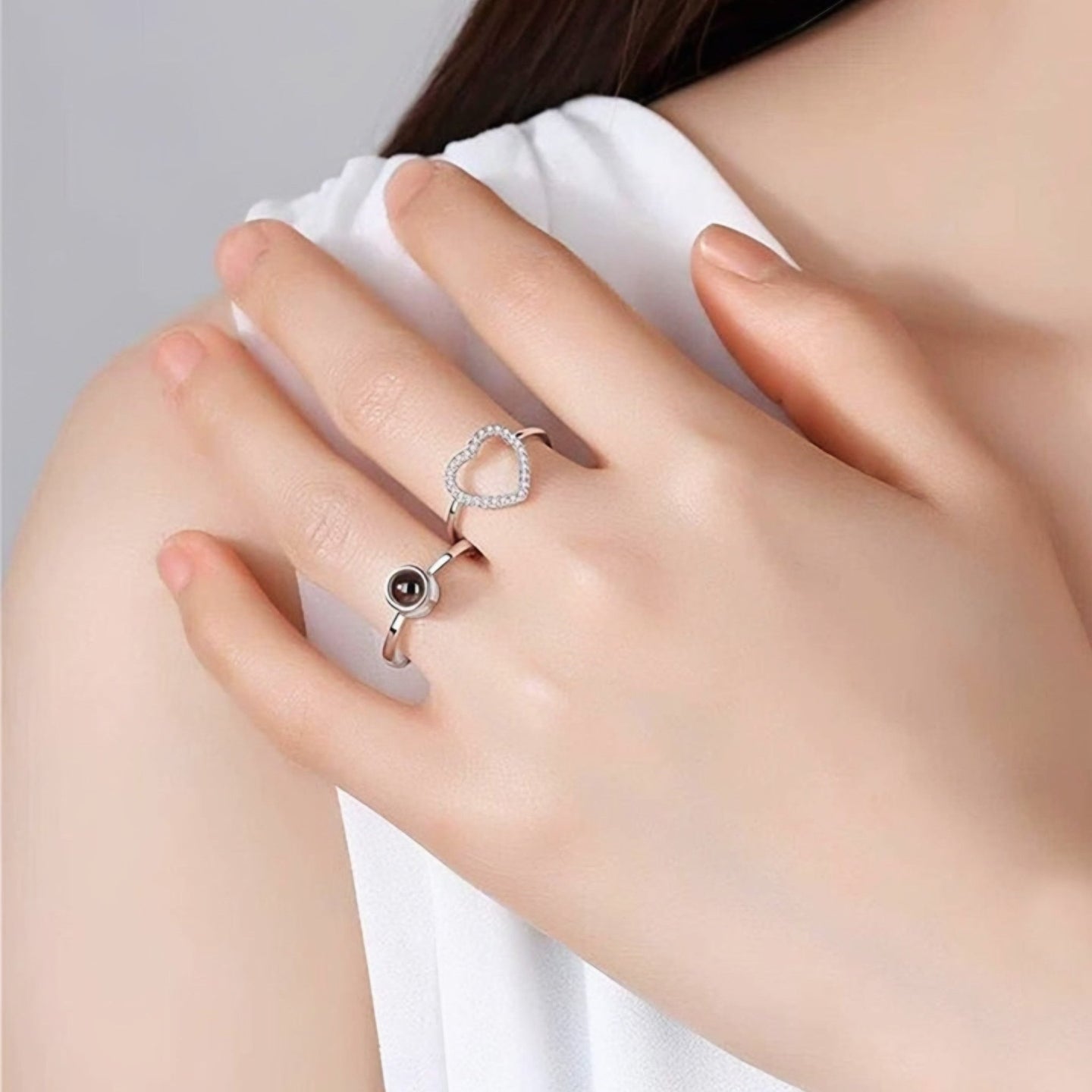 HORUS ORSO ROSA ETERNA™ | Anello cuore zirconato con Microfoto - Rosso