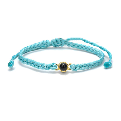 HORUS MOMENTS™ | Bracciale Corda con Microfoto - Azzurra / Oro