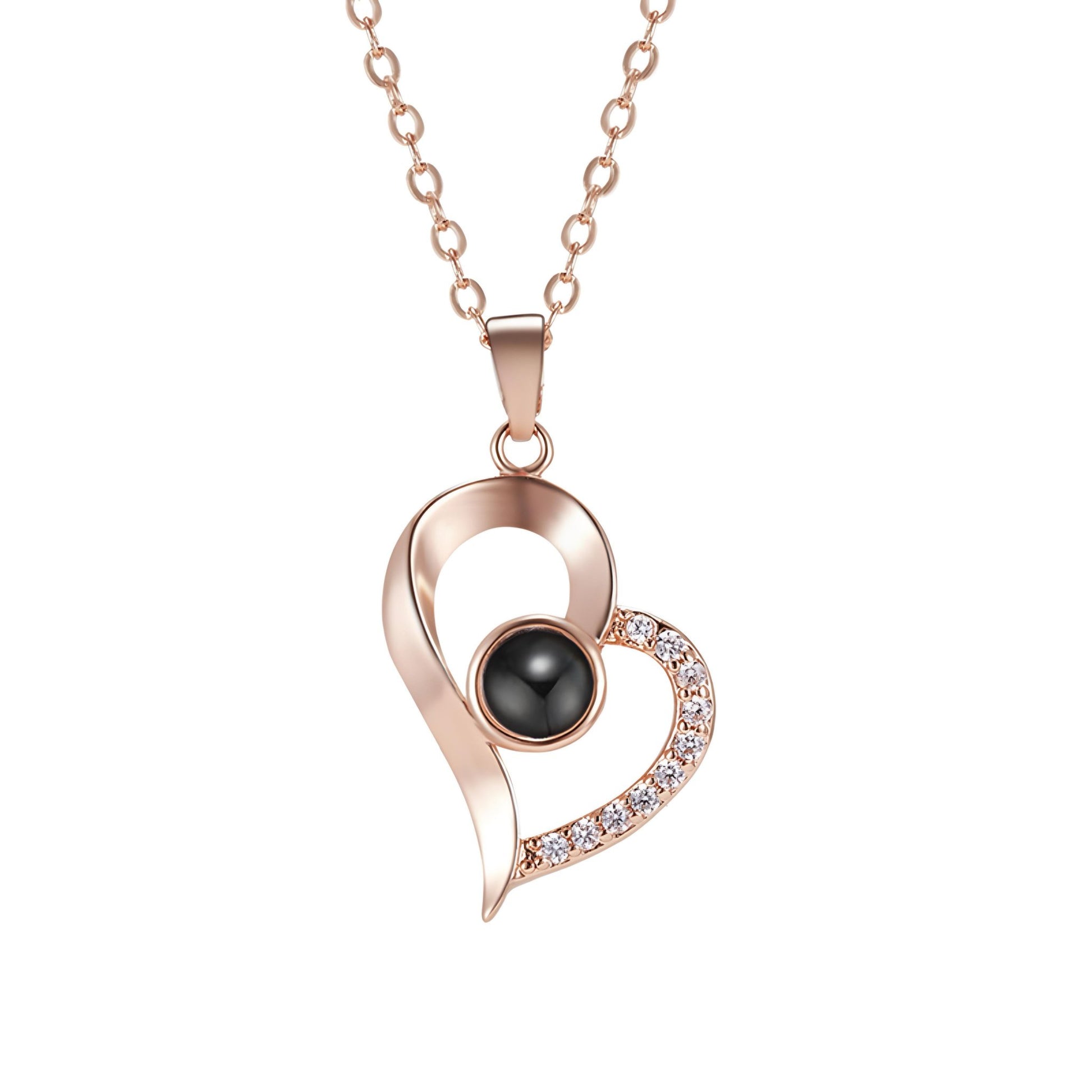 HORUS ORSO ROSA ETERNA™ | Collana Cuore Zirconato con Microfoto - Rosso / Oro 18K