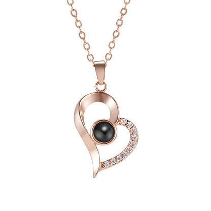 HORUS ORSO ROSA ETERNA™ | Collana Cuore Zirconato con Microfoto - Rosso / Oro 18K